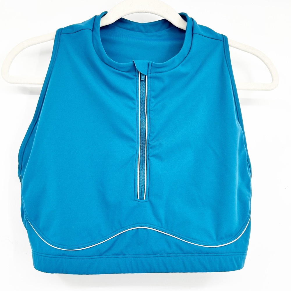 Sweaty Betty Womens Teal Blue Power Contour Zip Bra Racerback‎ Sports Bra XXL